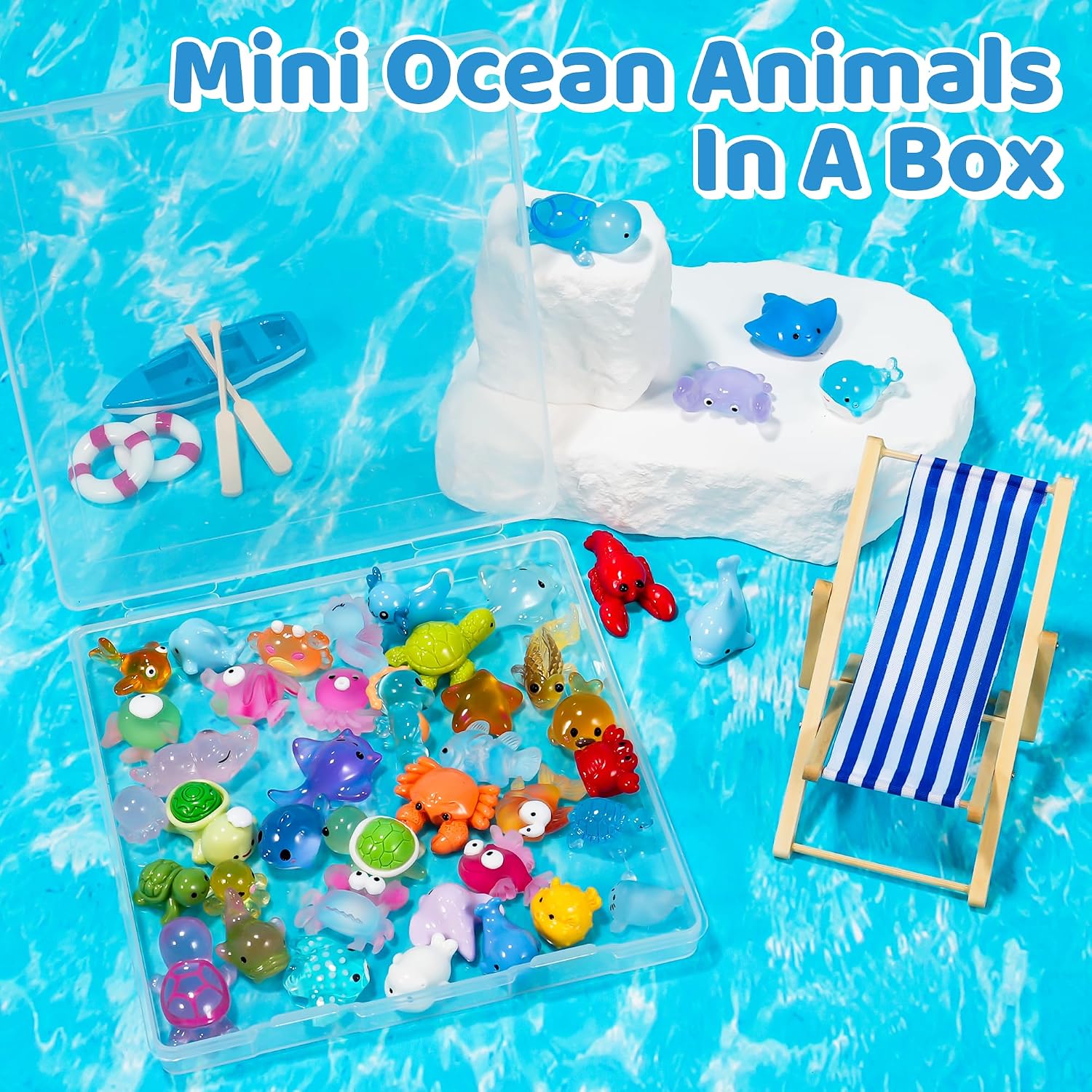 Thumbnail 2 de JWAJWY Mini Ocean Animal Figurines, 43-Piece Resin Decor Set