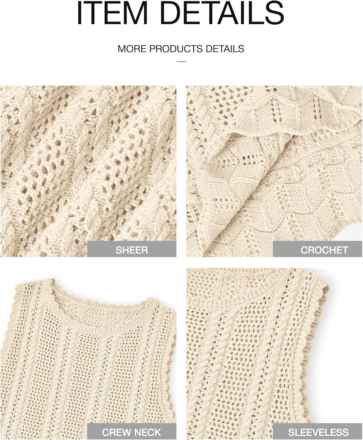 Thumbnail 3 de KIRUNDO Crochet Sweater Vest Tank Tops (Beach Resort Cover Up) for Women