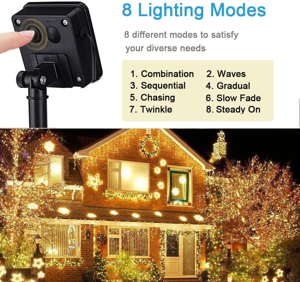 Detalle de iShabao Solar String Lights, 6-Pack, 330 ft, 900 LEDs, 8 Modes