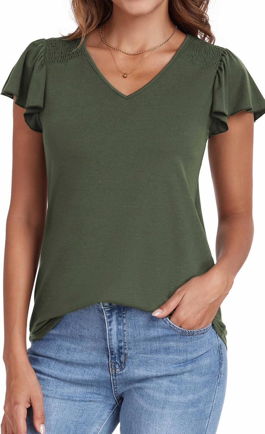Thumbnail 1 de Neineiwu Damen T-Shirt mit V-Ausschnitt