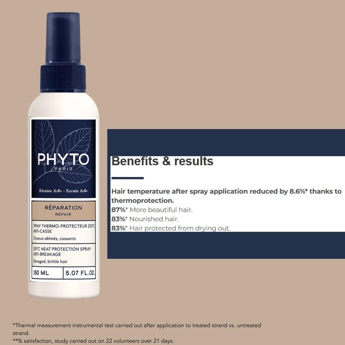 Detalle de Phyto Paris Réparation Spray Thermo-Protecteur Cheveux 230° - 150 ml