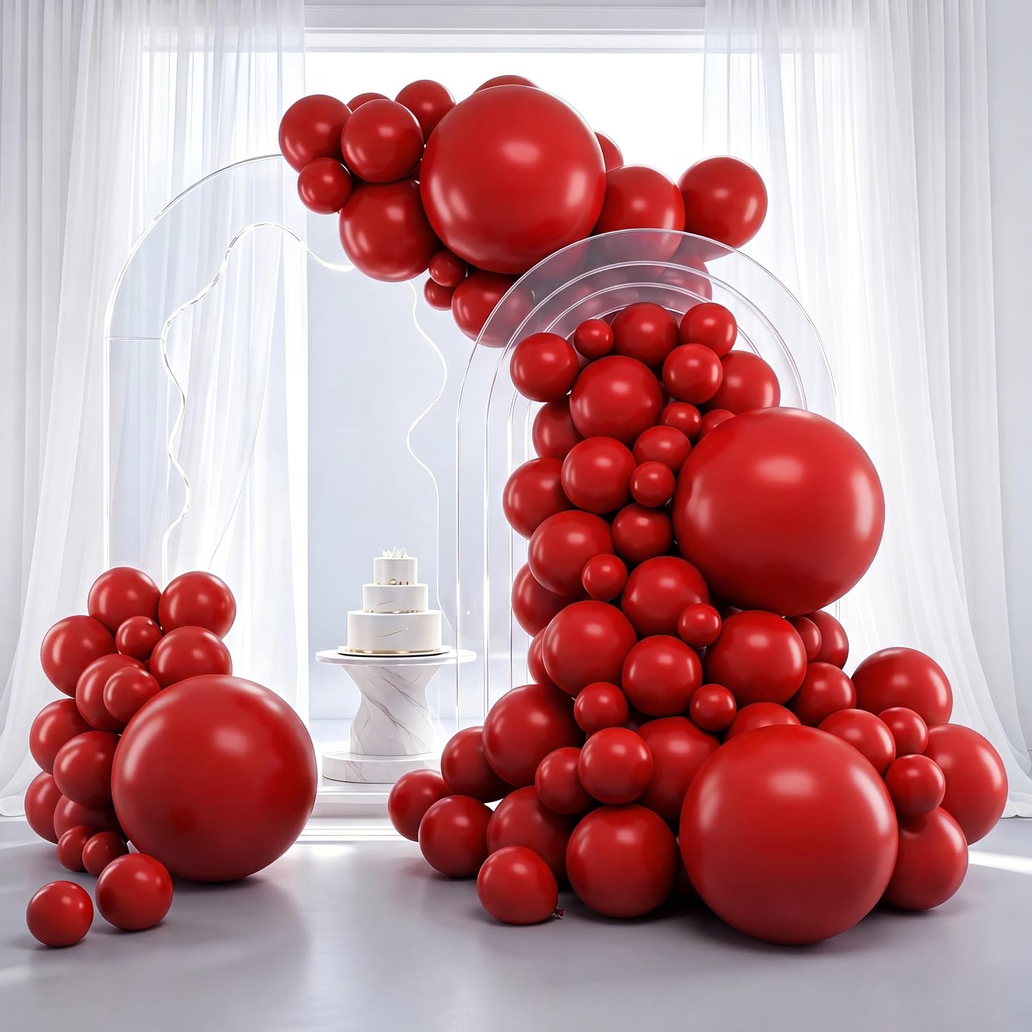 Detalle de RUBFAC Ruby Red Balloons Kit (129-Piece) for Balloon Arches, Garlands, Weddings & Parties