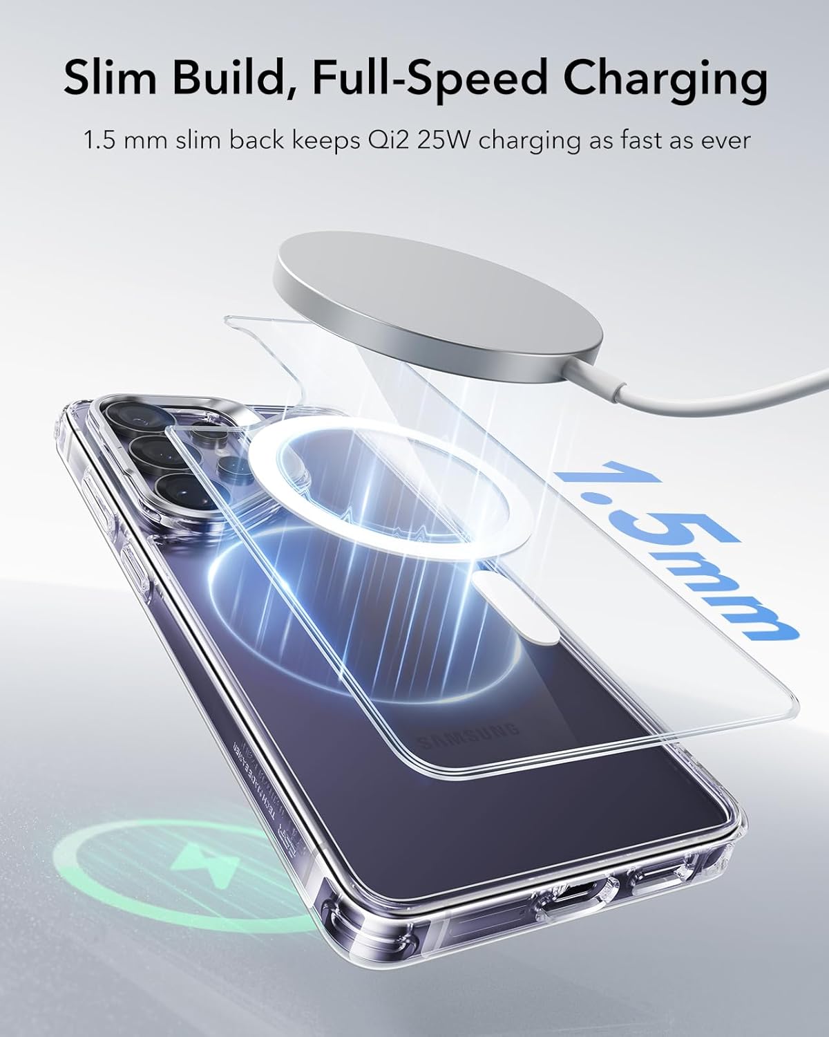 Thumbnail 6 de ESR for Samsung Galaxy S26 Ultra Phone Case with Stash Stand (MagSafe compatible) – Clear, Military-grade drop protection