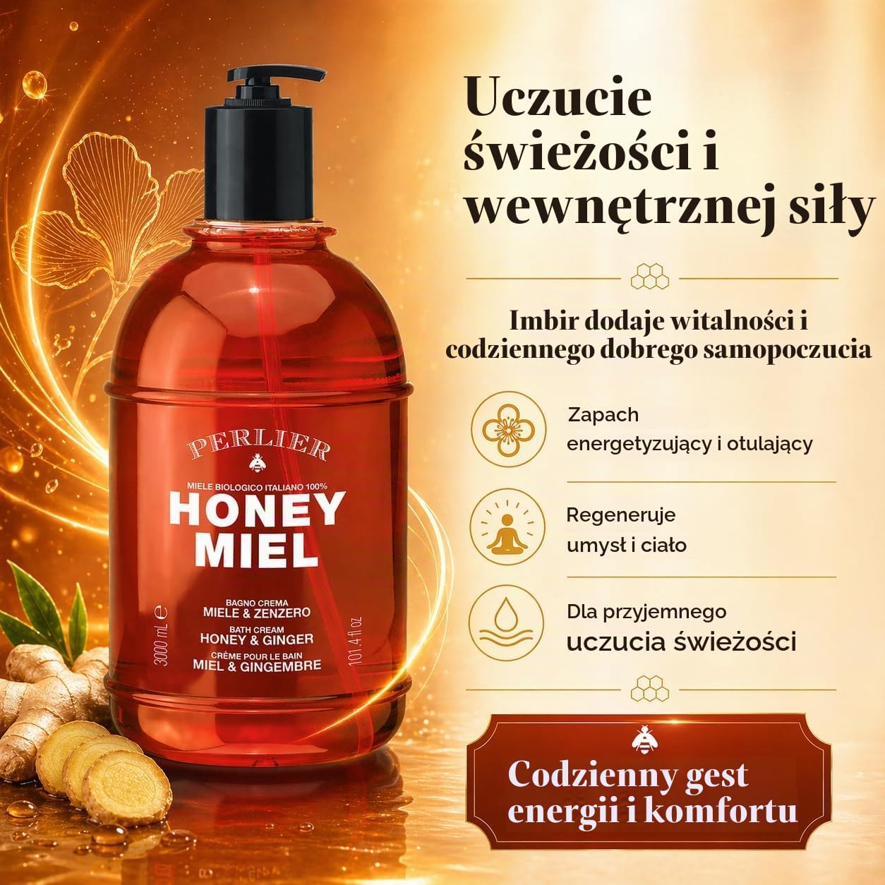 Thumbnail 4 de Perlier Honey Miel Honey & Ginger – kremowy płyn do kąpieli, 3 kg