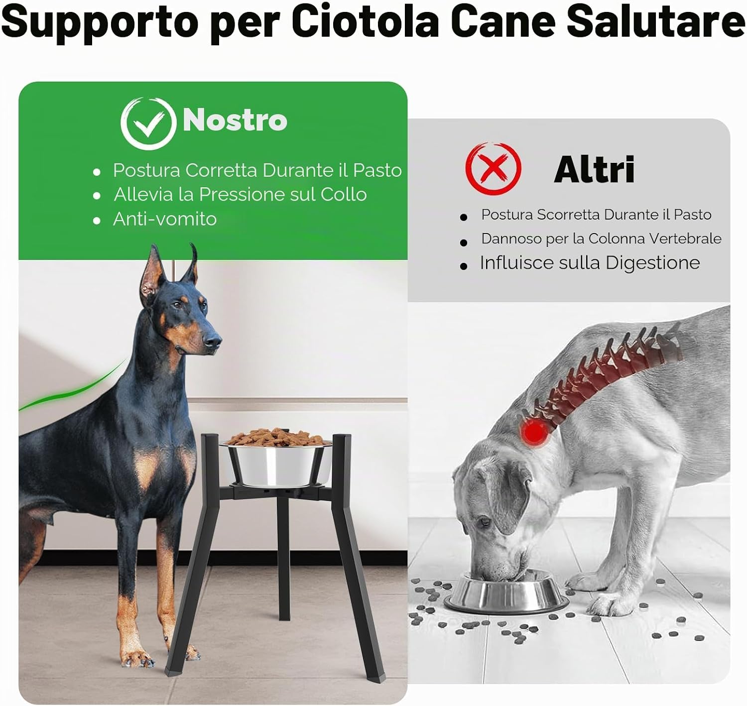 Detalle de Supporto rialzato per cani di taglia grande ADENGL: alimentazione comoda con larghezza regolabile