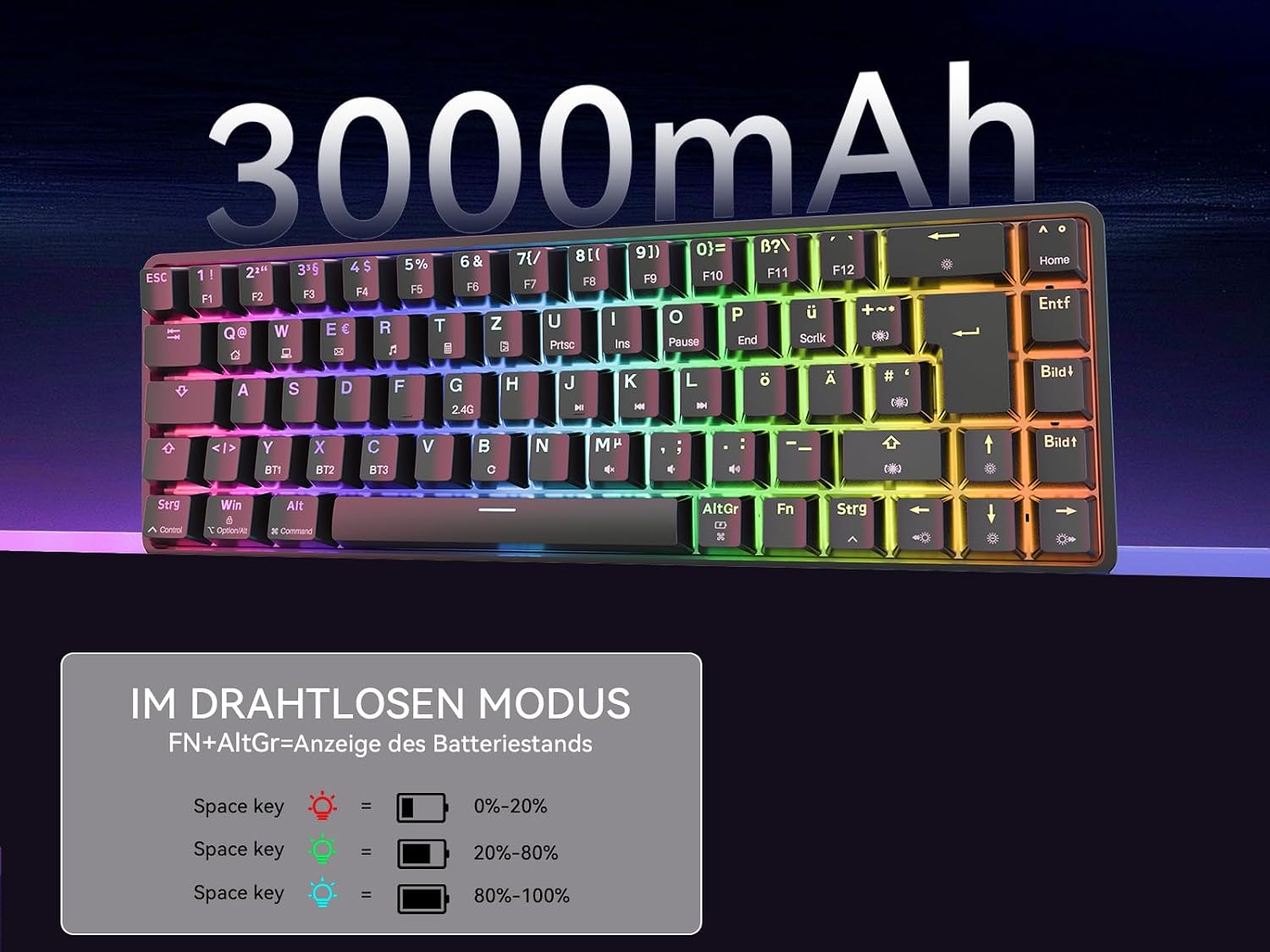 Thumbnail 4 de Dierya DK68 kabellose Gaming Tastatur ⌨