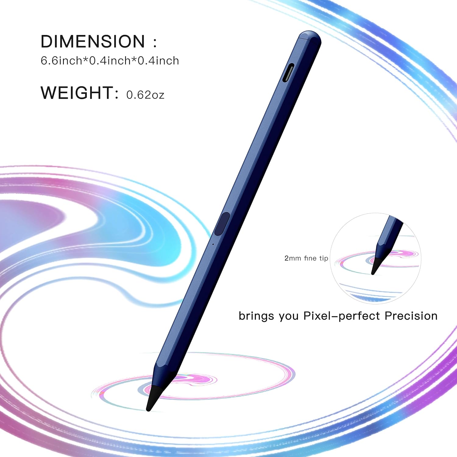 Detalle 2 de Stylet Pen pour iPad (2018-2024) avec inclinaison, rejet de la paume et adsorption magnétique