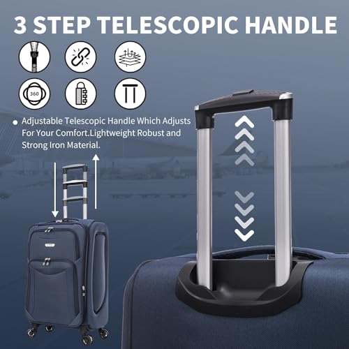 Thumbnail 6 de FLYMAX 24\" Medium Super Lightweight 4-Wheel Suitcase (Navy)