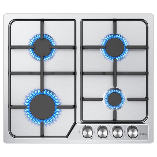 Detalle de IsEasy Piano Cottura 4 Fuochi Gas, 60 cm Inox: piano cottura integrato e versatile
