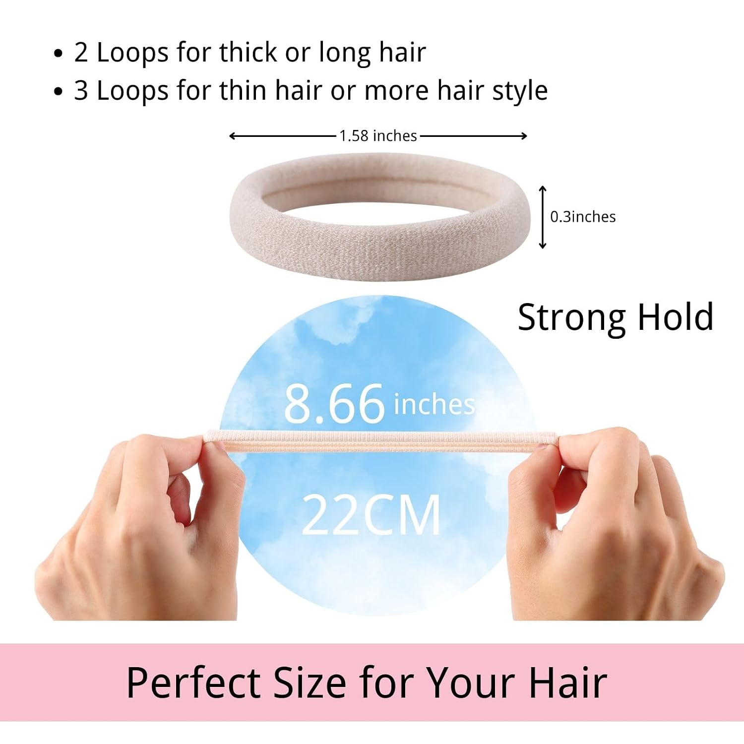 Detalle 2 de LuSeren lus-tie4 Nylon Hair Ties, 120 Pieces in 6 Neutral Shades