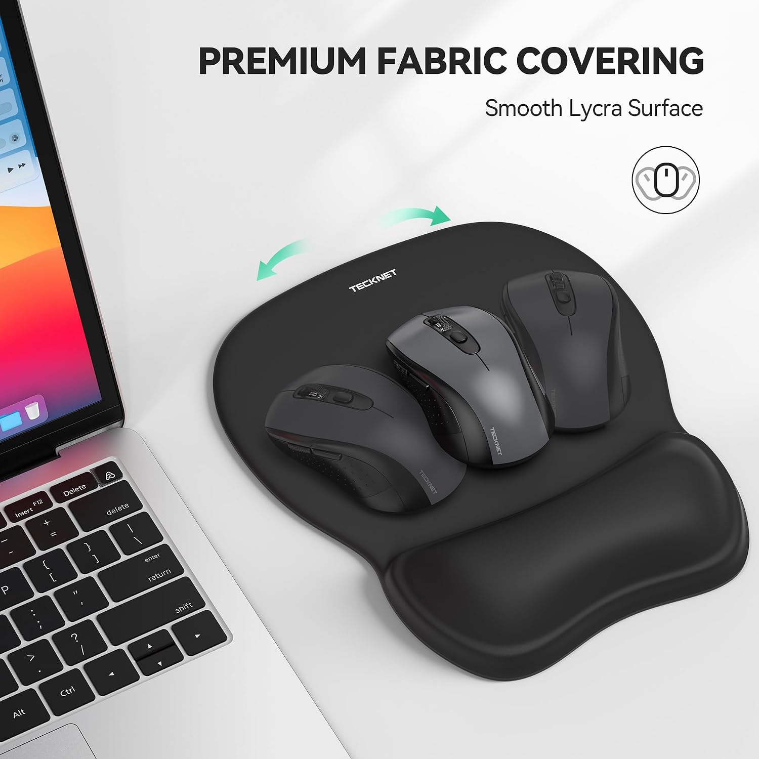 Detalle 2 de TECKNET Gel ergonomic mouse pad with wrist rest 🖱