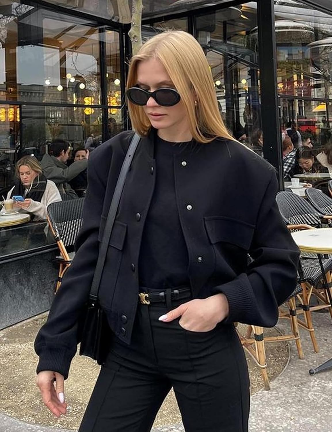 Detalle 2 de Zeagoo Women Bomber Jacket Varsity Light