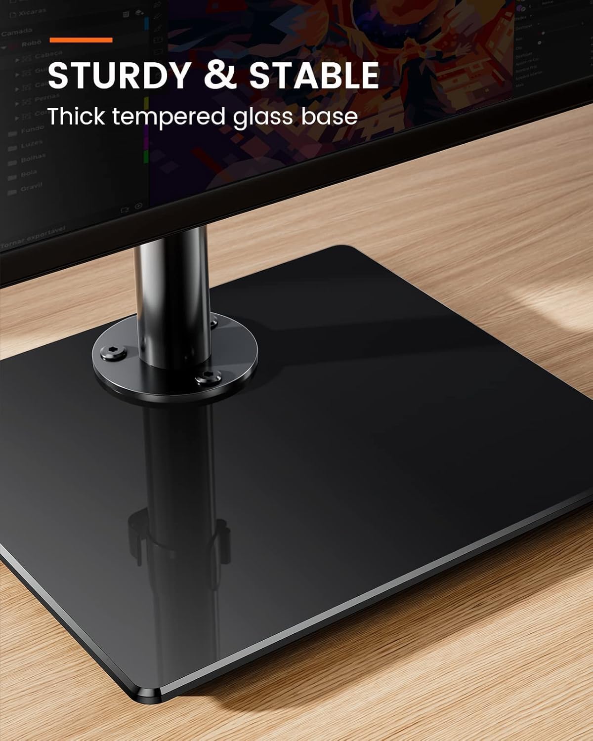 Detalle de ErGear Single Monitor Stand for 13-32" Screens — Freestanding VESA Mount with Height Adjustment