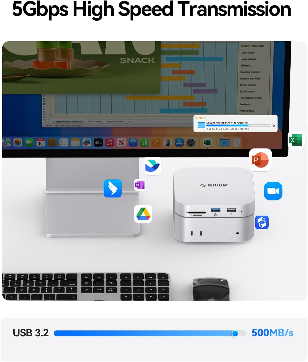 Thumbnail 4 de ORICO MiniMate Extreme Portable SSD 1TB (M4SE) für Mac mini M4 2024 mit Docking-Station