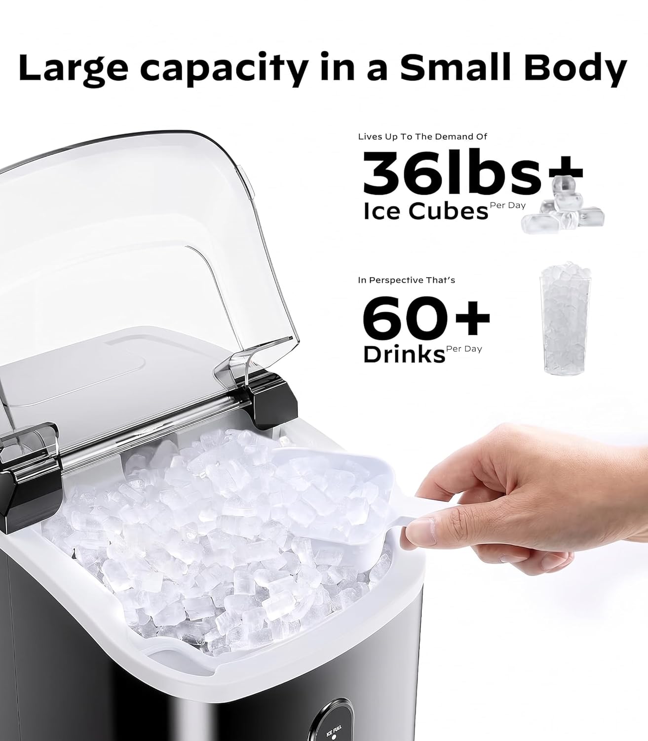 Detalle de Silonn Nugget Ice Maker Countertop: Fast, Chewable Ice for Home and Office
