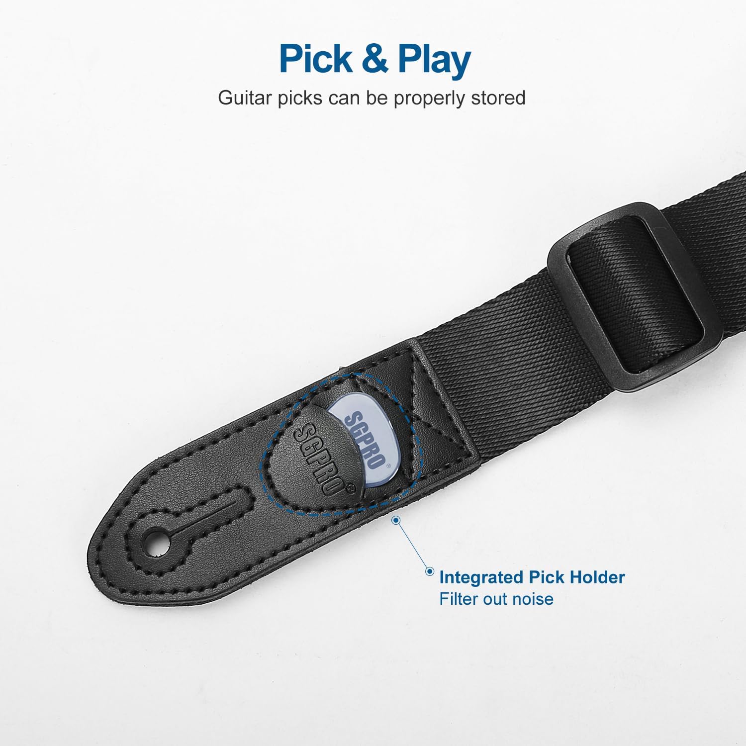 Detalle 2 de SGPRO Guitar and Bass Strap with Leather Ends