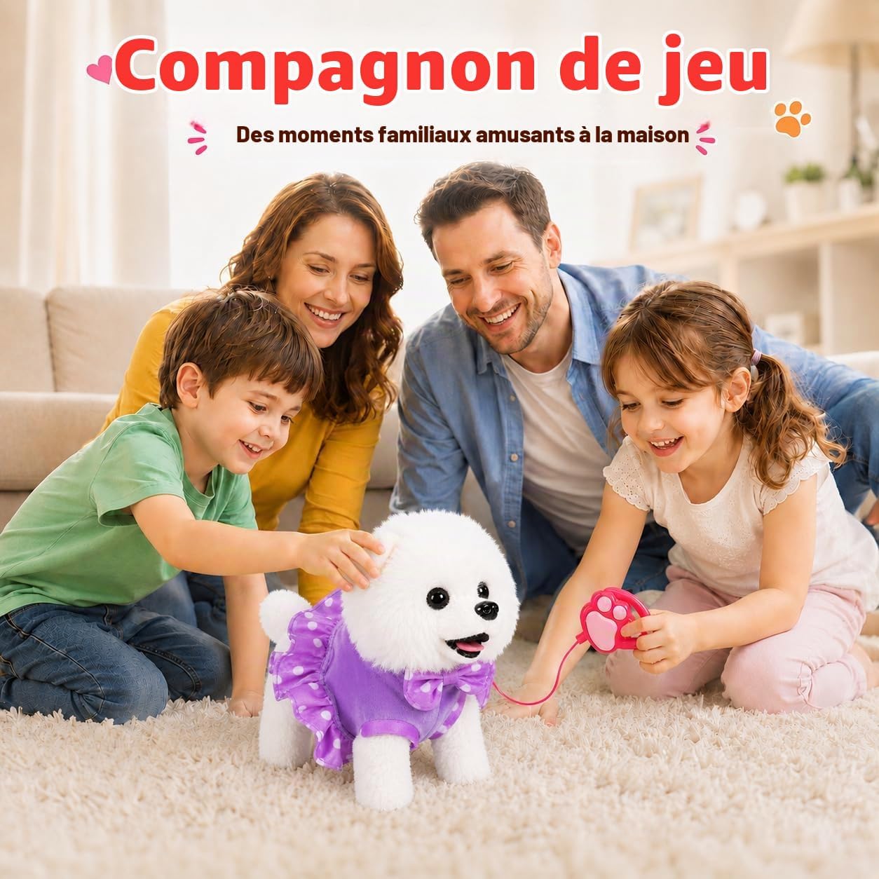 Thumbnail 4 de GOBRILLFUN DOG interactieve pluche puppy met verzorgingsset en leiband