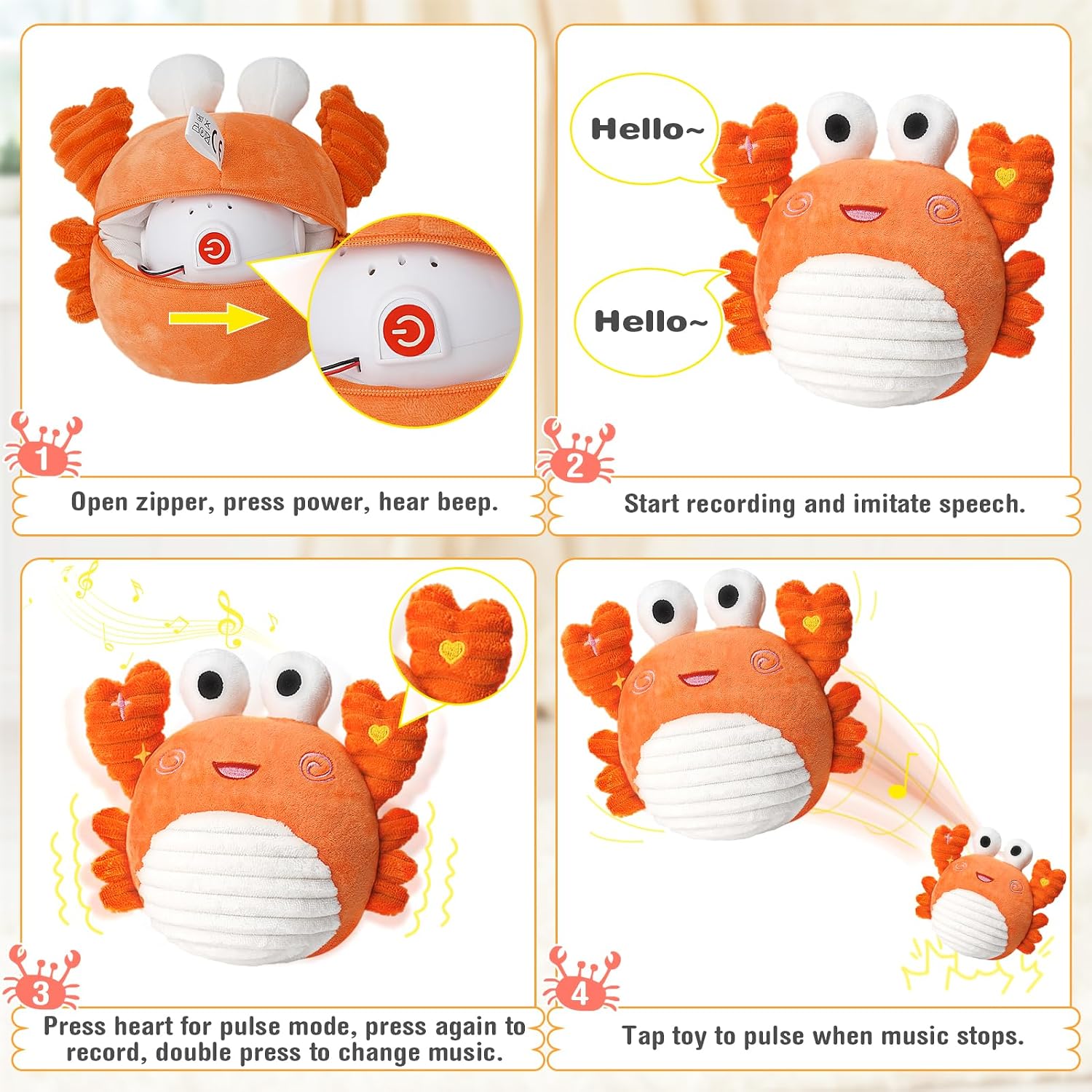 Thumbnail 3 de Vanplay Crawling Crab Toy — Sensory Plush for Babies 6–12 Months