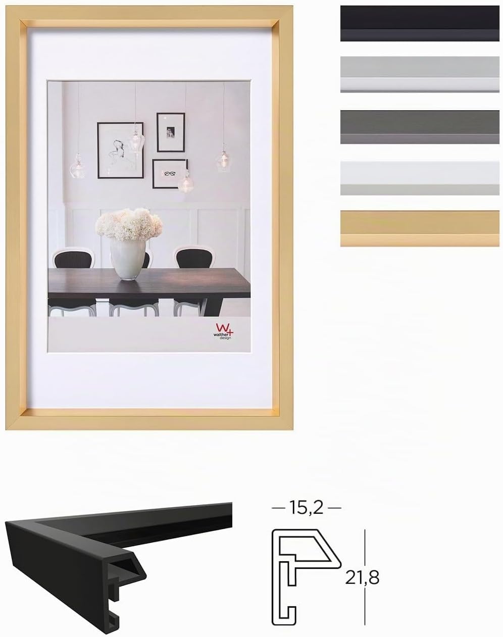 Detalle de Walther design Cadre Photo Blanc 50 x 60 cm avec Passe-Partout – ES060W