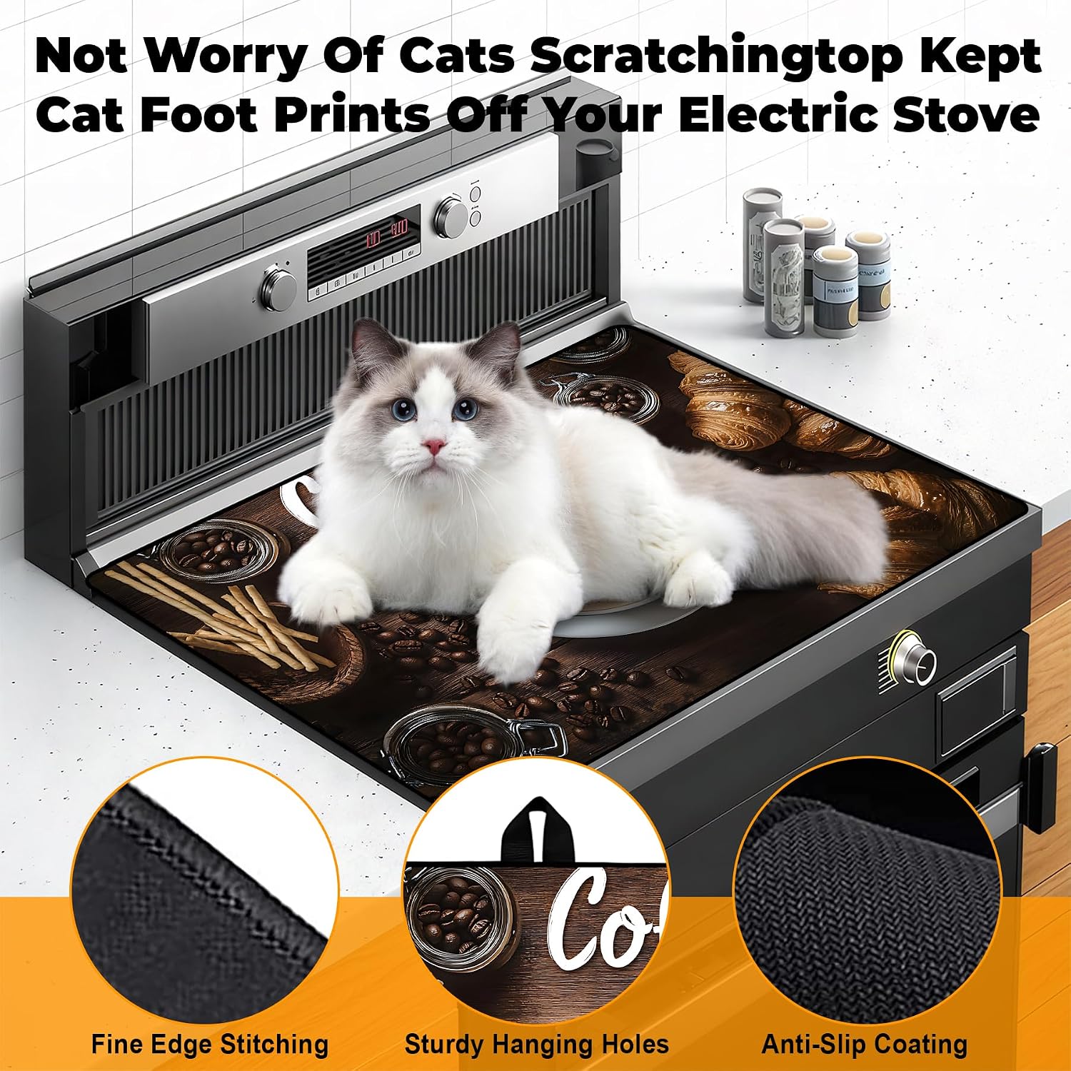 Detalle 2 de BSFHH SCG0001 Rubber Stove Top Cover Mat, Coffee, Non-Slip and Scratch-Resistant