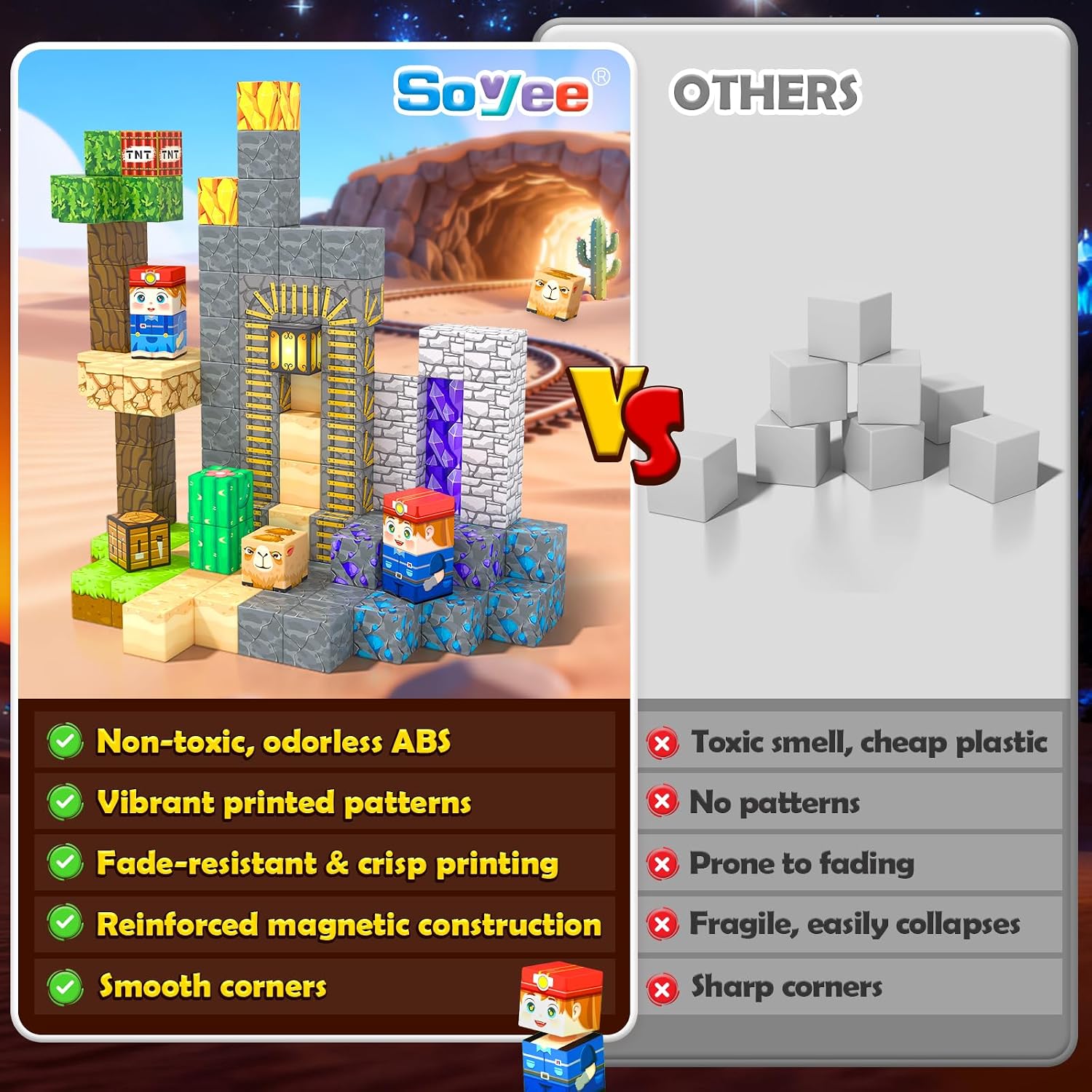 Detalle de Build Mine Magnet World 150-Piece Magnetic Blocks for Kids 🧩