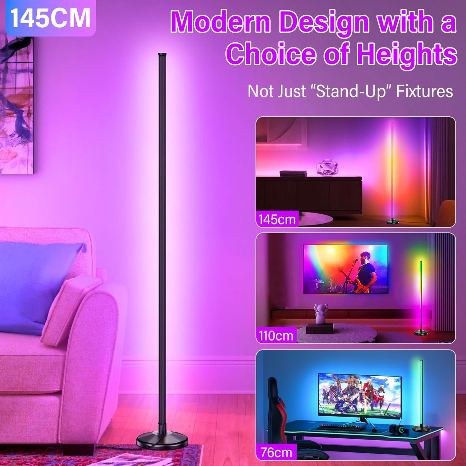 Detalle de NIKYJM Lampada da Terra 145 cm RGB