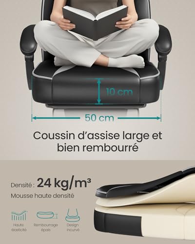 Thumbnail 4 de SONGMICS Fauteuil de Bureau Gaming OBG073B03 – confort ajustable avec repose-pieds télescopique