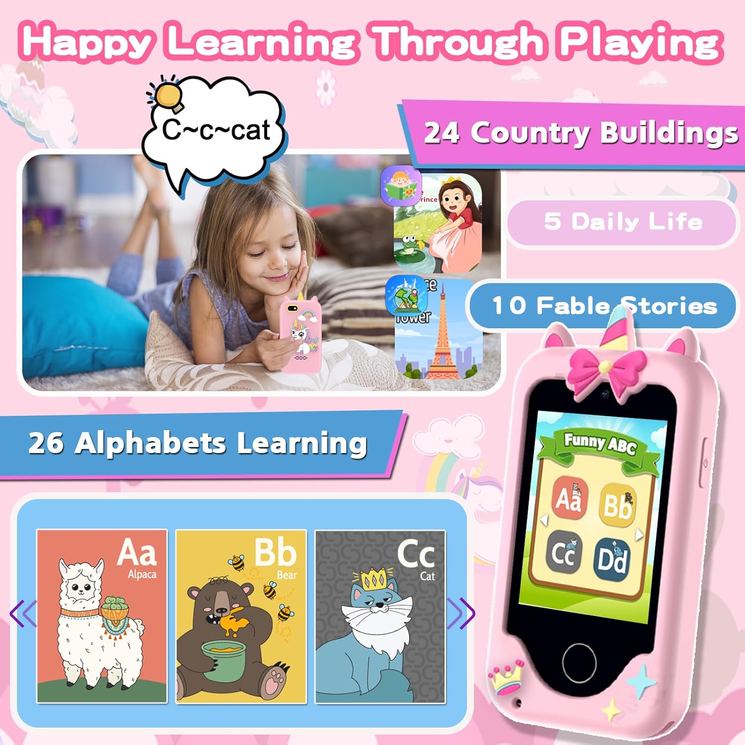 Detalle de Kids Phone Toys: 2.8" Touchscreen Smartphone for 3-12 Year Olds