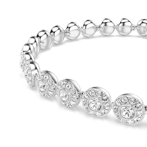 Detalle de Swarovski Bracciale Tennis Angelic, Taglio Round, Piccolo – Bianco, Placcato Rodio