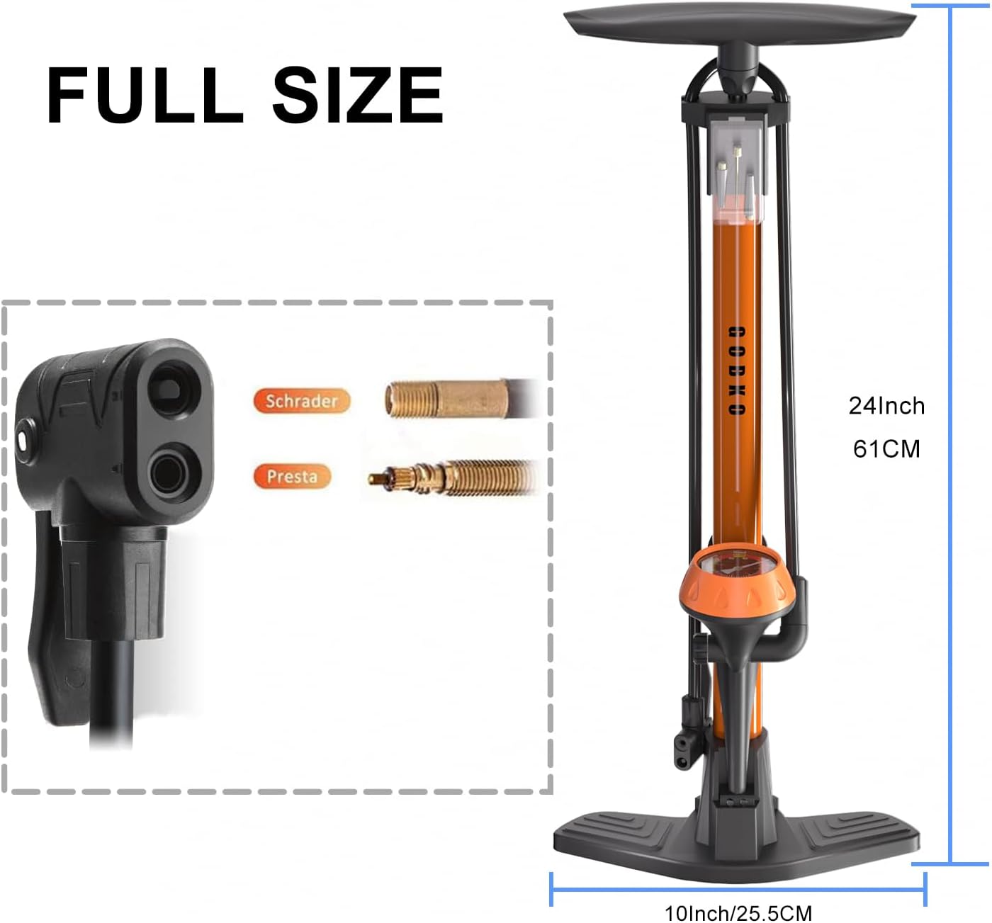 Thumbnail 1 de GOBKO Bike Pump Floor Pump 160psi Gauge