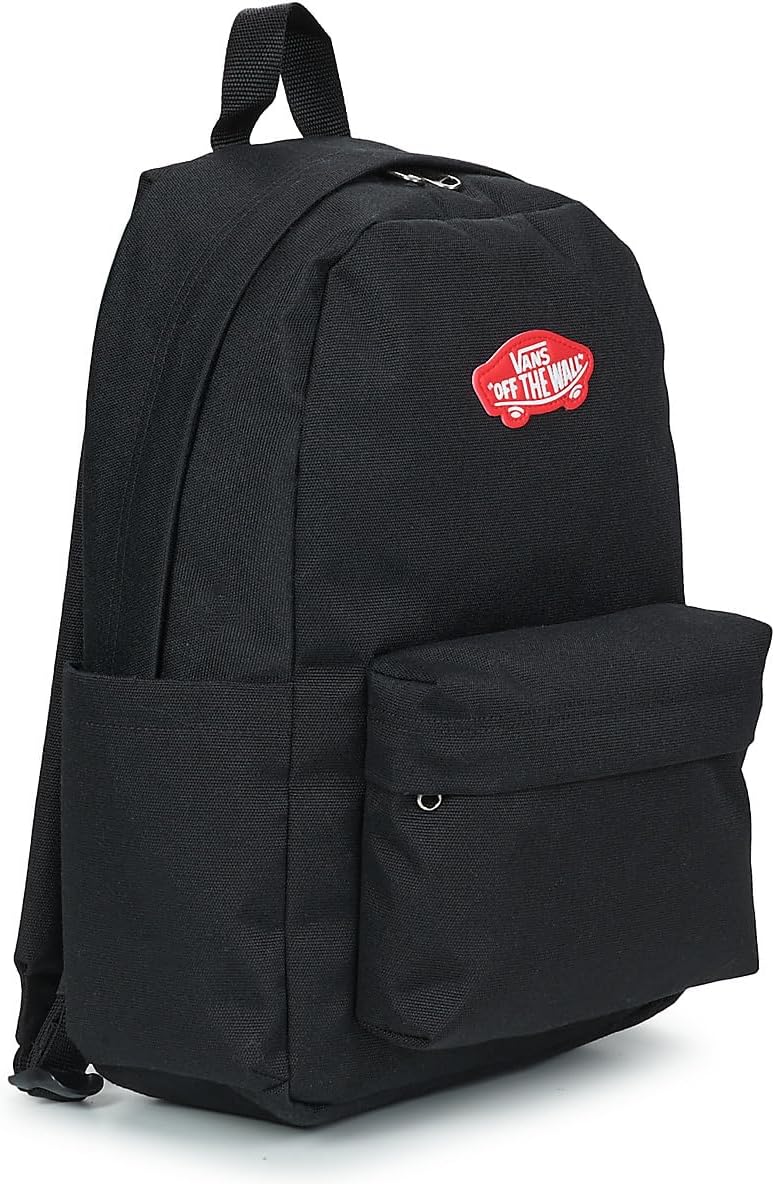 Detalle de Vans Old Skool Grom Rucksack, Schwarz & Chili Pepper, Größe M – robust, kompakt und alltagstauglich