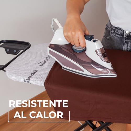 Detalle de Vileda Tabla de Planchar Diamond S: estructura de acero, altura ajustable y acabado salmón
