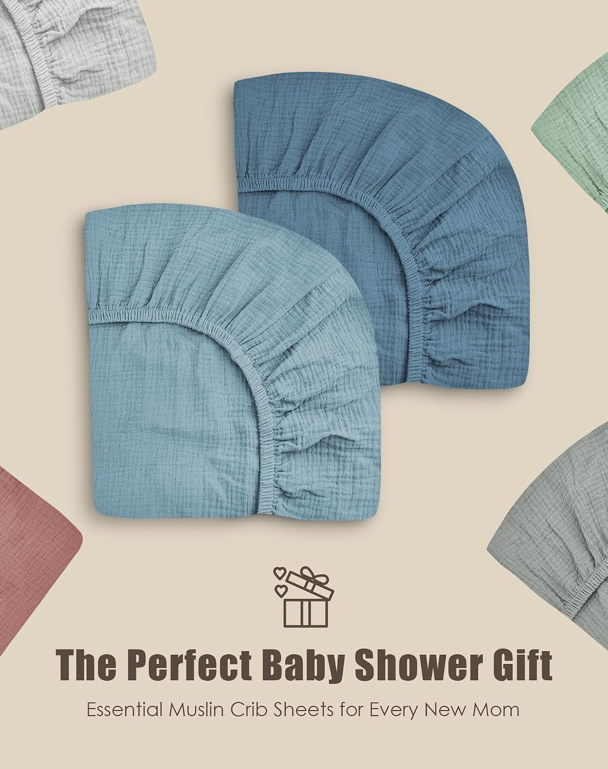 Thumbnail 6 de SWEET DOLPHIN Muslin Crib Sheets, Cotton