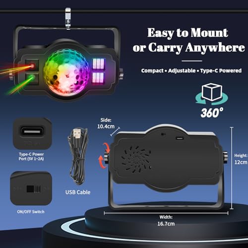 Thumbnail 2 de LITE WORLD Disco Lights RGB LED Strobe Lights with 9 Sound Activated Modes