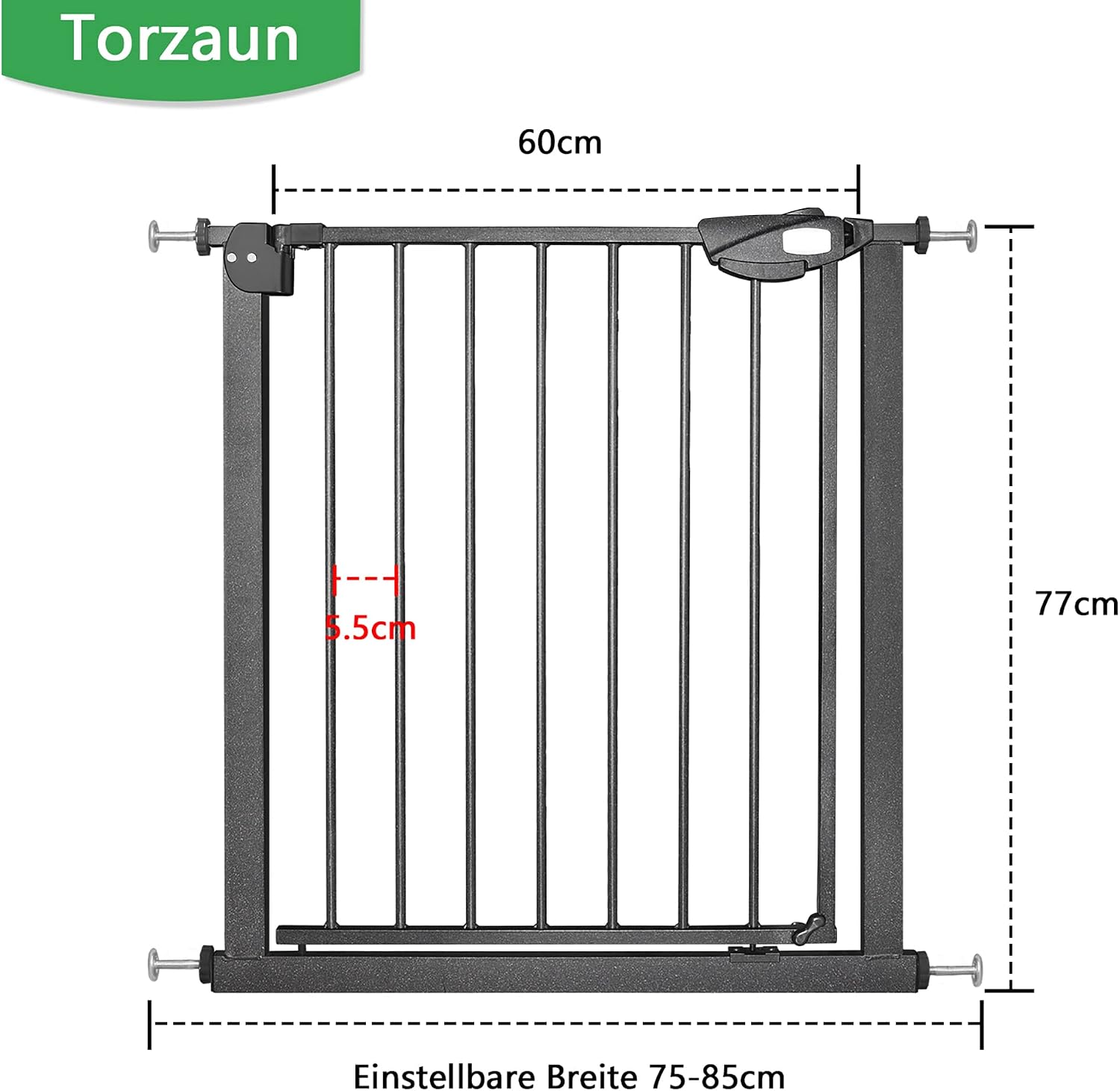 Detalle 2 de Treppenschutzgitter 75-85 cm von JOIEYOU, schwarz