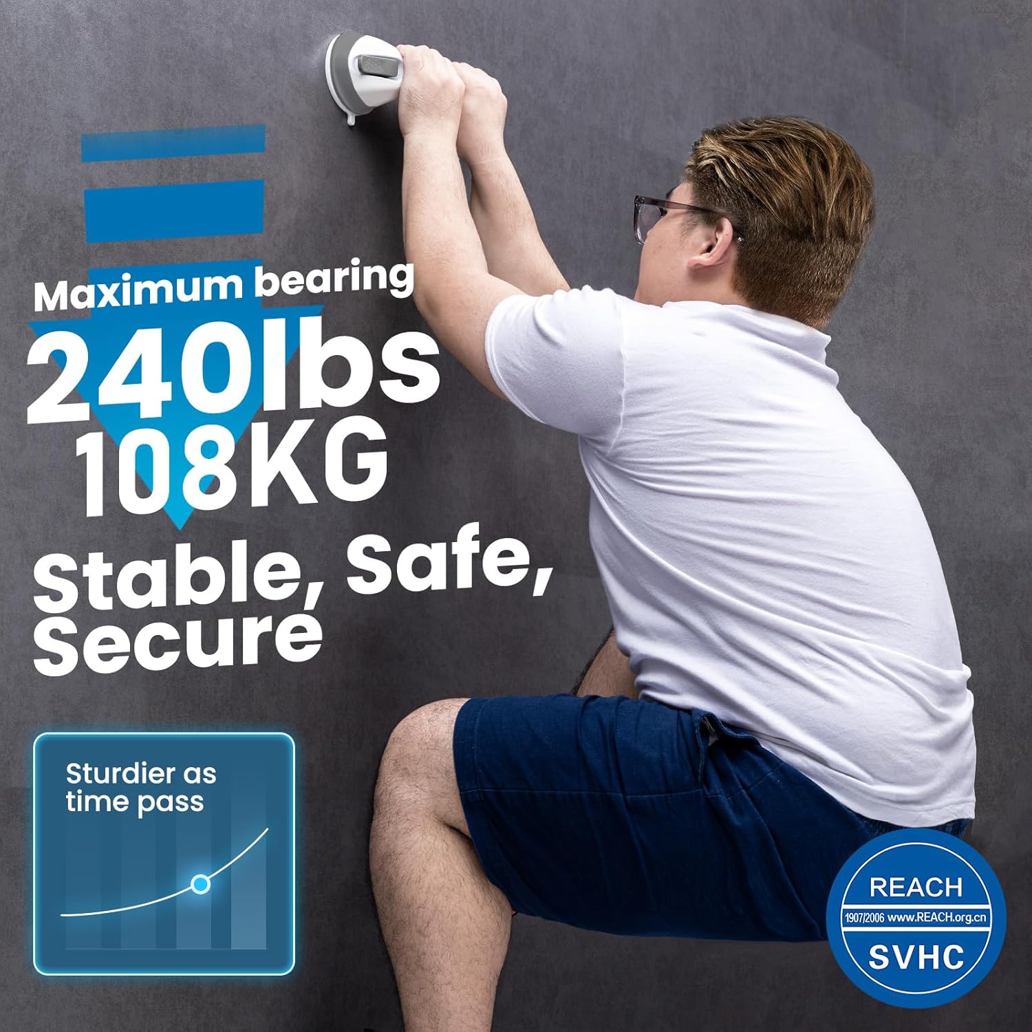 Thumbnail 1 de LEVERLOC Grab Bars for Bathtubs and Showers (2-Pack) Suction Safety Handles, 12 Inch