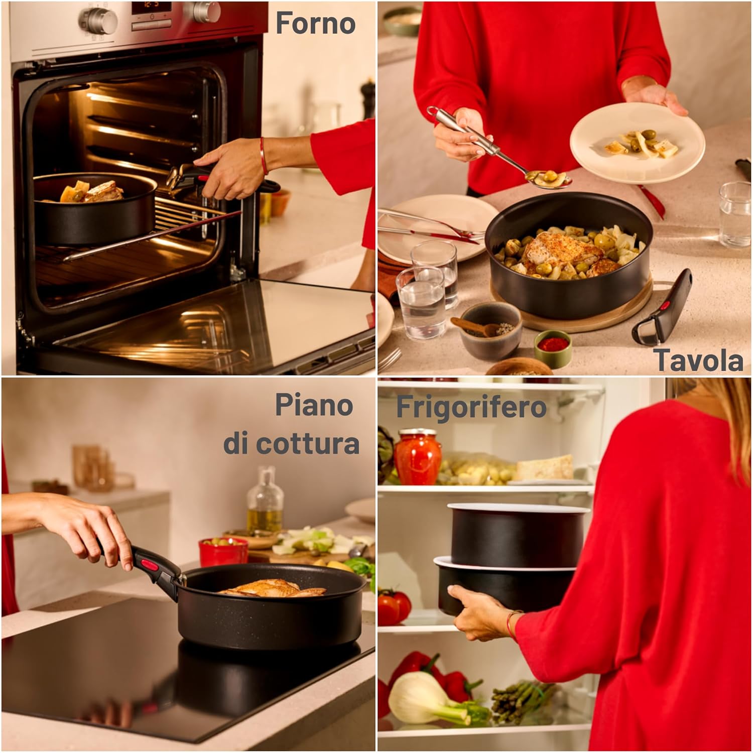 Detalle 2 de Lagostina Ingenio Manico Rimovibile: Manico amovibile fino a 10 kg, design ergonomico e impilabile