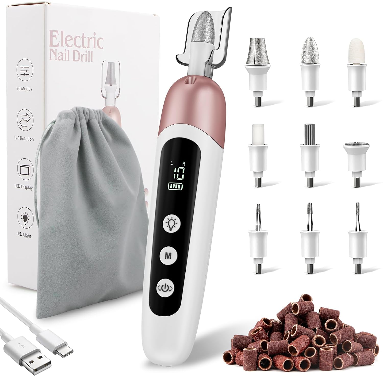 Detalle de AOMEES Maniküre Pediküre-Set mit 9 Aufsätzen