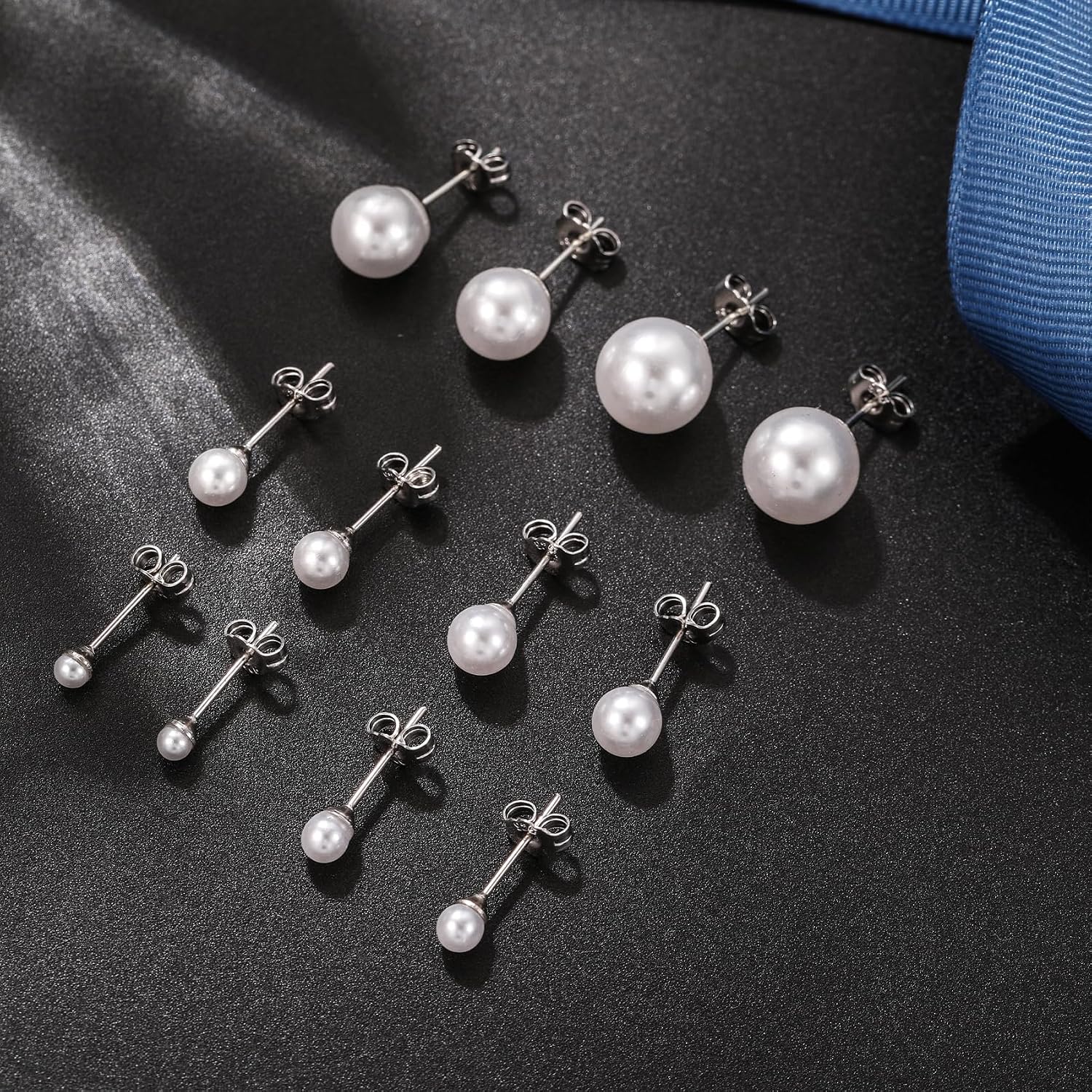 Thumbnail 6 de Senteria 6 Pairs Pearl Stud Earrings for Women – Hypoallergenic 3/4/5/6/8/10mm Sterling Silver