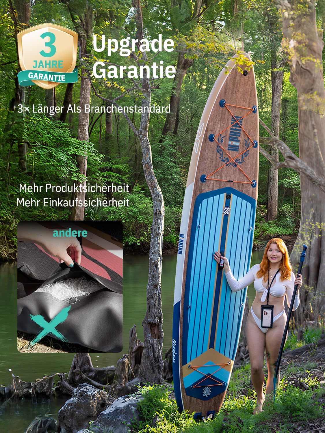 Detalle de Niphean (Extra Groß) Stand Up Paddling Board – 2+1 Personen, Stabilität & Vielseitigkeit für Familie und Paare