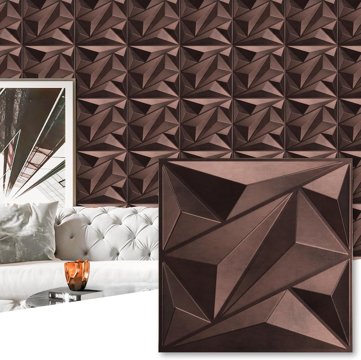Detalle de Art3dwallpanels Antique Copper 3D PVC Wall Panels, 33-Pack, 32 Sq. Ft.
