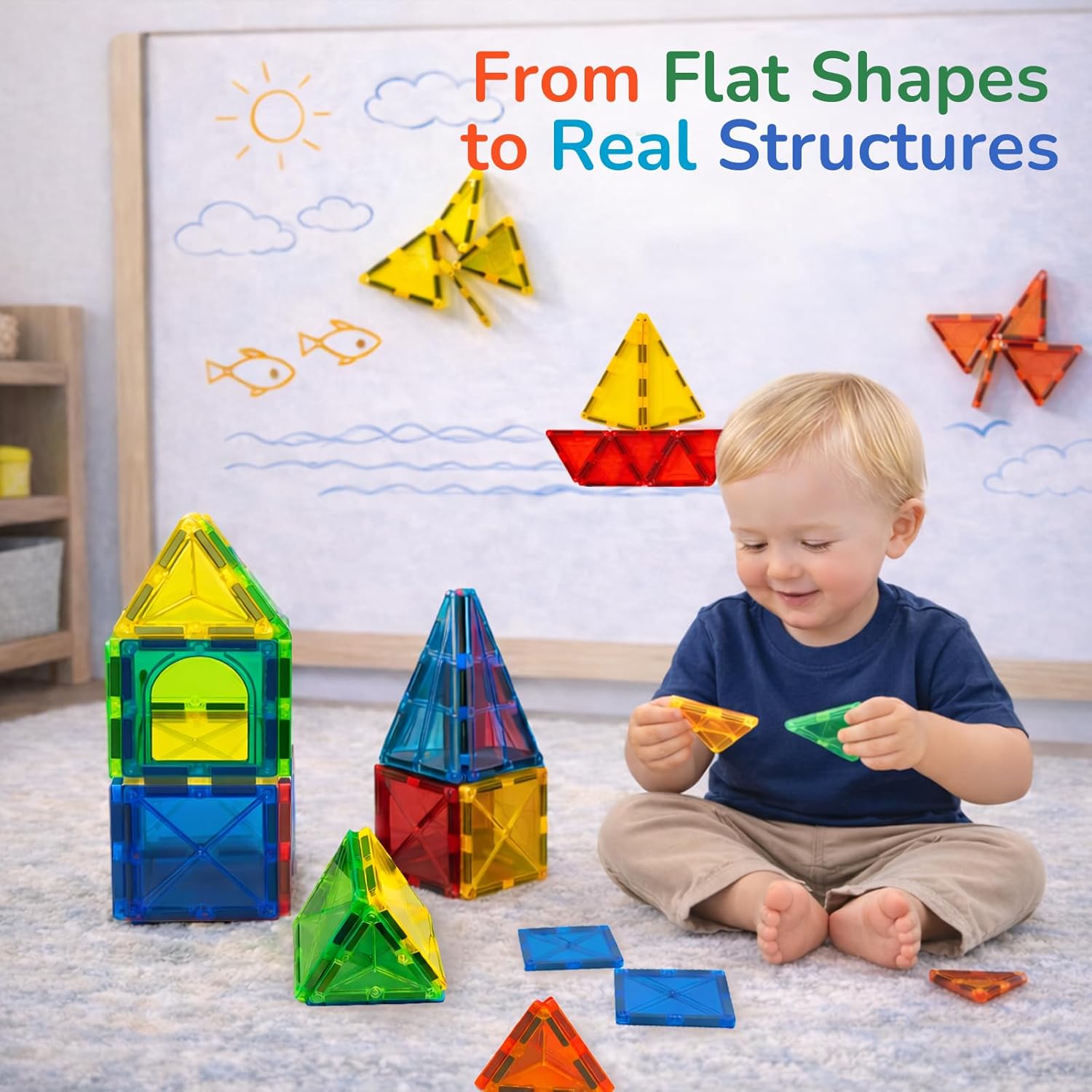 Thumbnail 4 de LATI 130-Piece Magnetic Tile Big Set for Kids