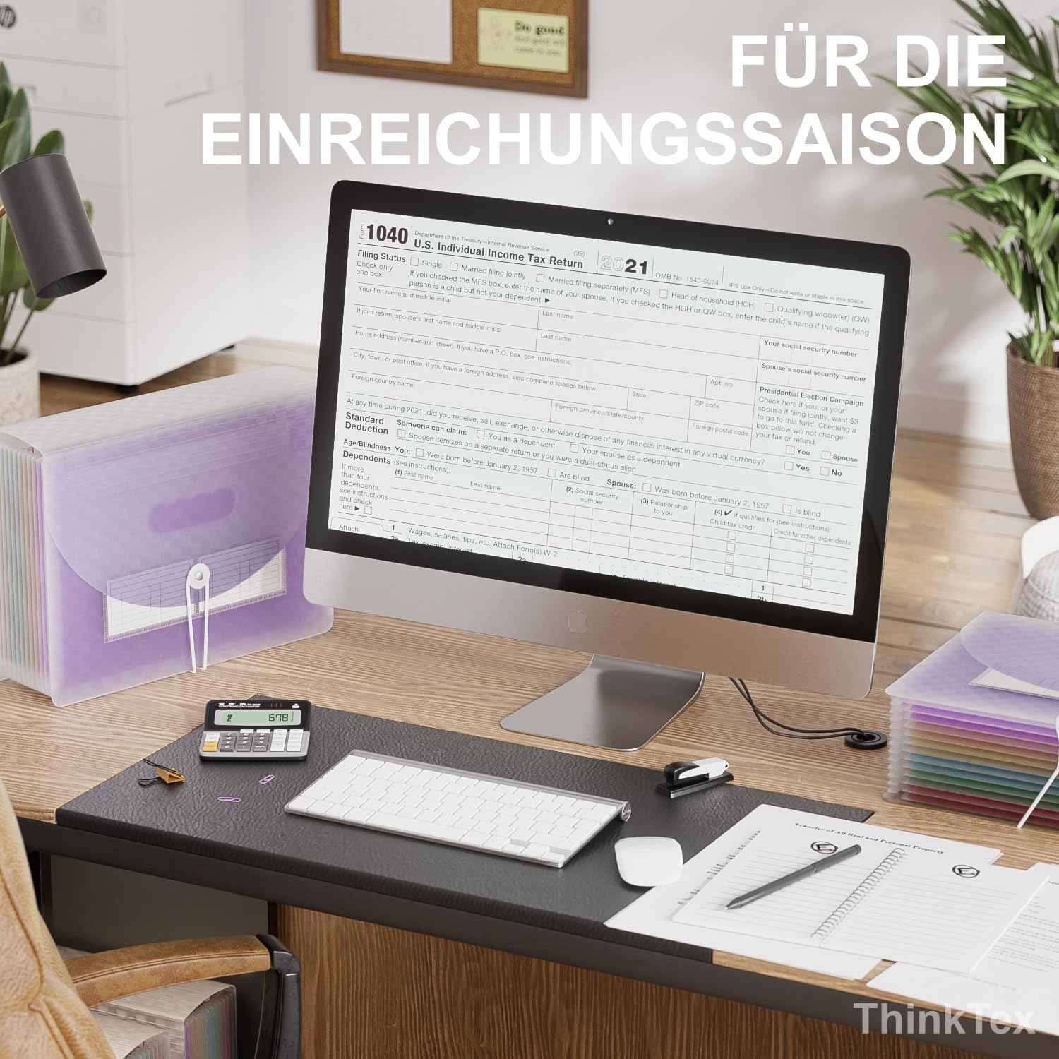 Detalle de ThinkTex Accordian Aktenordner mit 12 Fächern (erweiterbar) für A4 – orange