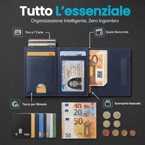 Detalle de Bronzi Portafoglio Uomo Slim Piccolo con protezione RFID – design italiano