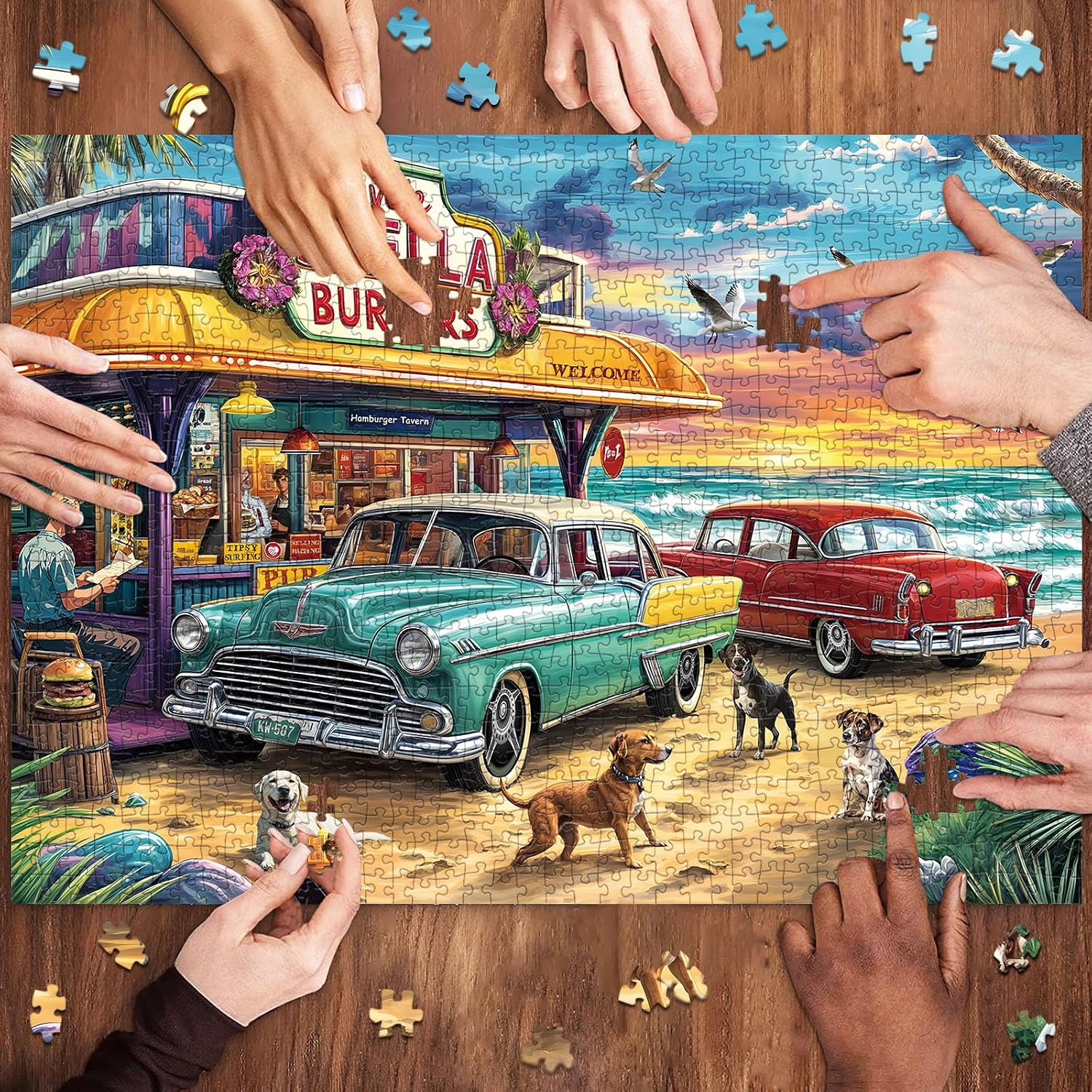 Detalle de Puzzle 1000 Teile „Seaview Campground“ – Erwachsenenpuzzle für Familie, 70 x 50 cm