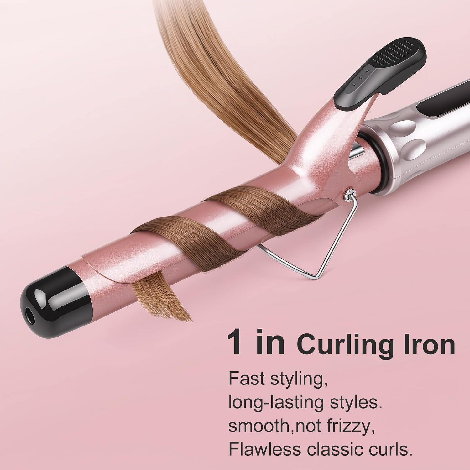 Detalle de JAETON Curling Wand Hair Curler — 25mm Ceramic Tourmaline, Dual Voltage, 100–230°C