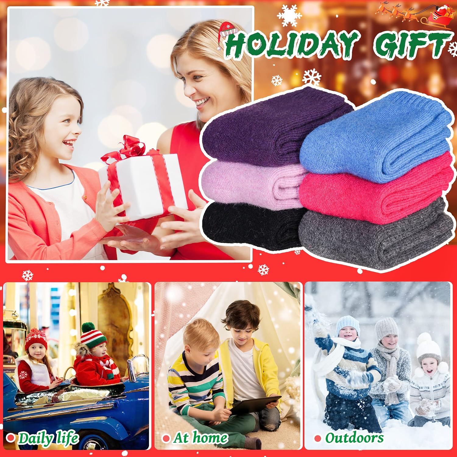Thumbnail 5 de DoSmart Children's Winter Wool Socks 6 Pairs