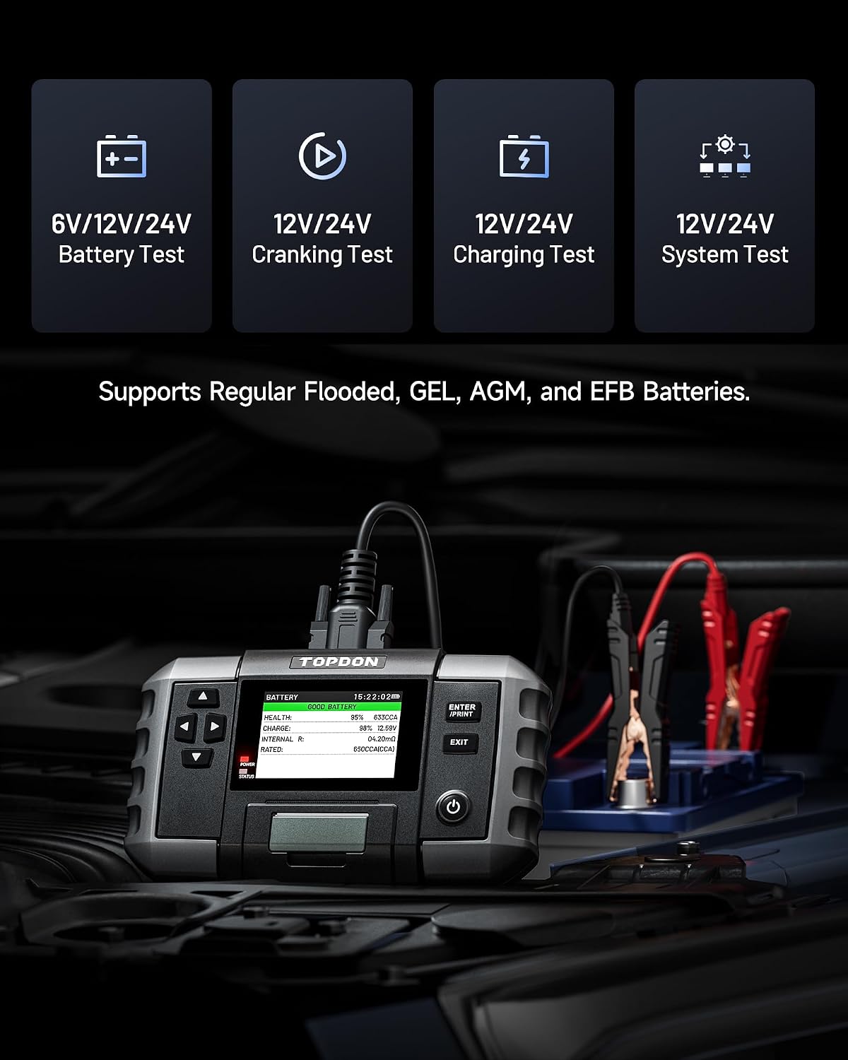 Detalle 2 de TOPDON Car Battery Tester BT600 Plus