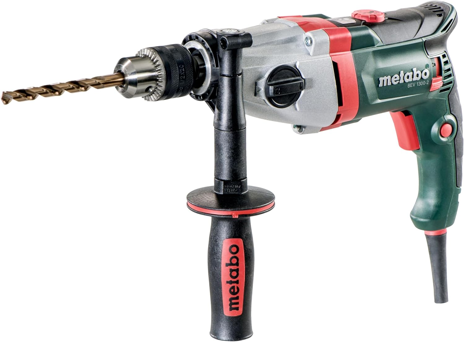 Detalle de Metabo BEV 1300-2 boormachine 600574000 met pulswerking en twee versnellingen