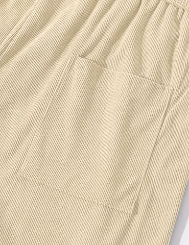 Thumbnail 7 de TARAINYA Pana Pantalones Cortos Hombre Algodón Cordón Elástico Casual Shorts Caqui Claro M